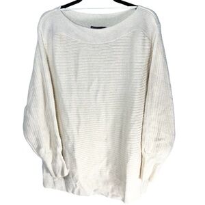Lane Bryant Cozy Cream Ribbed Dolman Sleeve Sweater, [22/24]